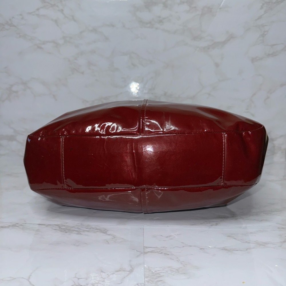 COACH CHELSEA Wine Red Patent Leather Ashley Hobo Shoulder Bag Purse #17861 EUC - Picture 14 of 17